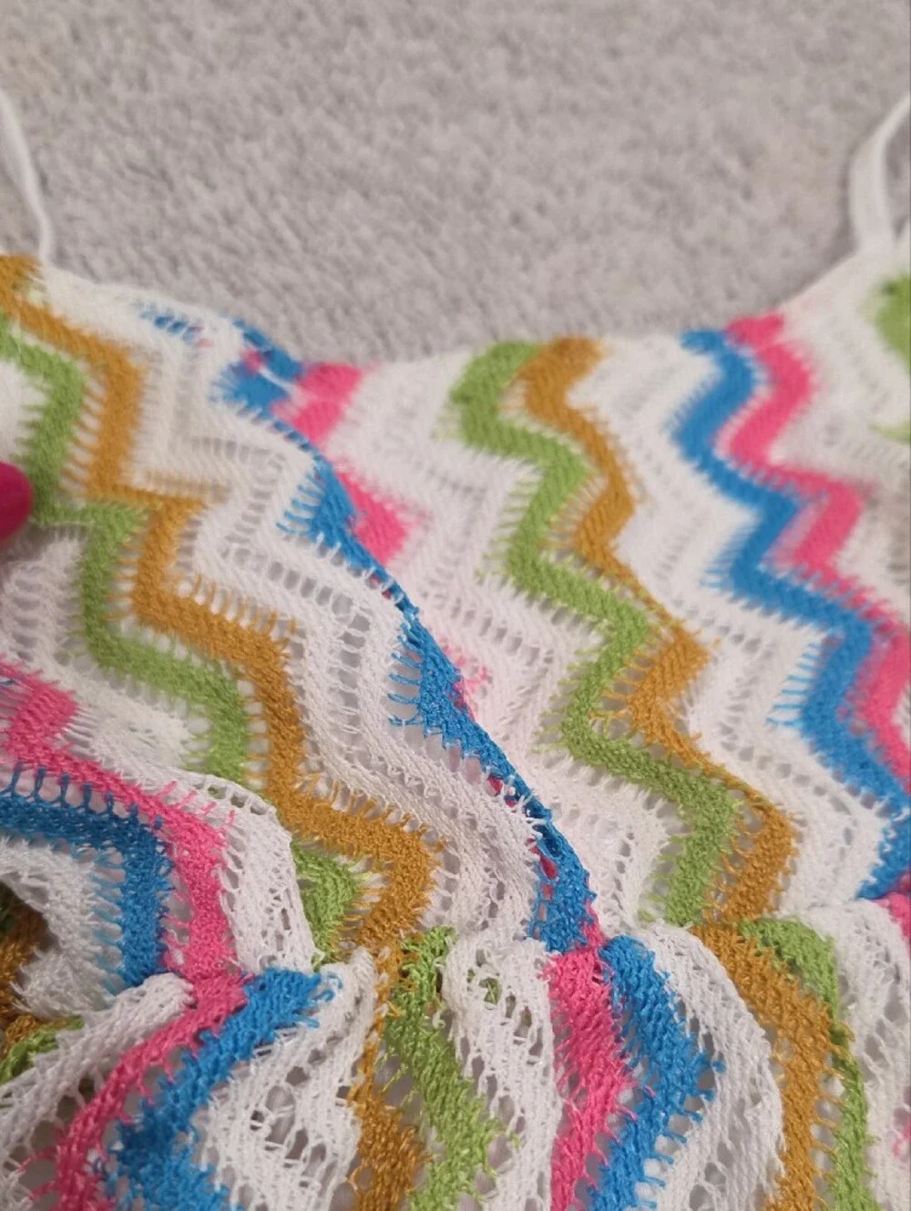 Girls White Multicolor Zigzag Sundress